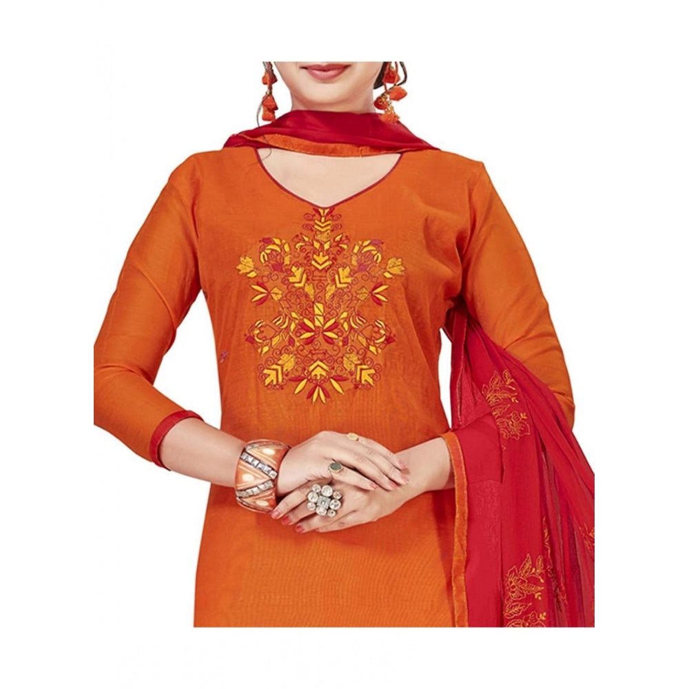 Amfyn Women's Modal Silk Unstitched Salwar-Suit Material With Dupatta (Orange, 2 Mtr)