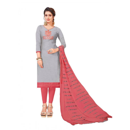 Amfyn Women's Modal Silk Unstitched Salwar-Suit Material With Dupatta (Light Grey, 2 Mtr)