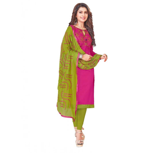 Amfyn Women's Glaze Cotton Unstitched Salwar-Suit Material With Dupatta (Pink, 2 Mtr)