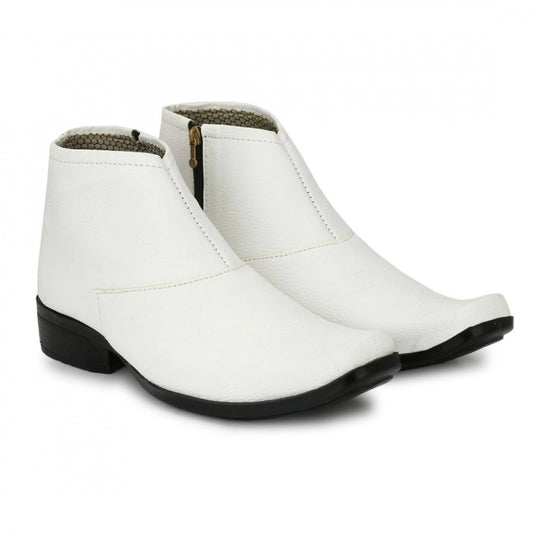 Fashion Men's White Color Leatherette Material Casual Boots