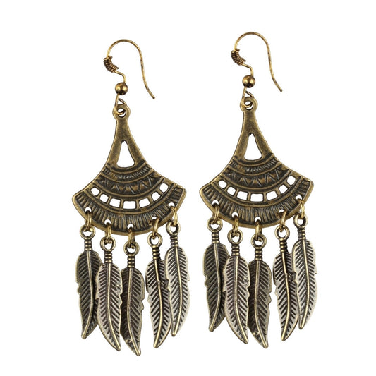 Fashion Women's Gold Plated Leaf Design Earrings-Gold