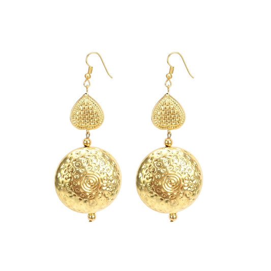 Fashion Women's Gold Plated Hook Dangler Hanging Earrings-Golden