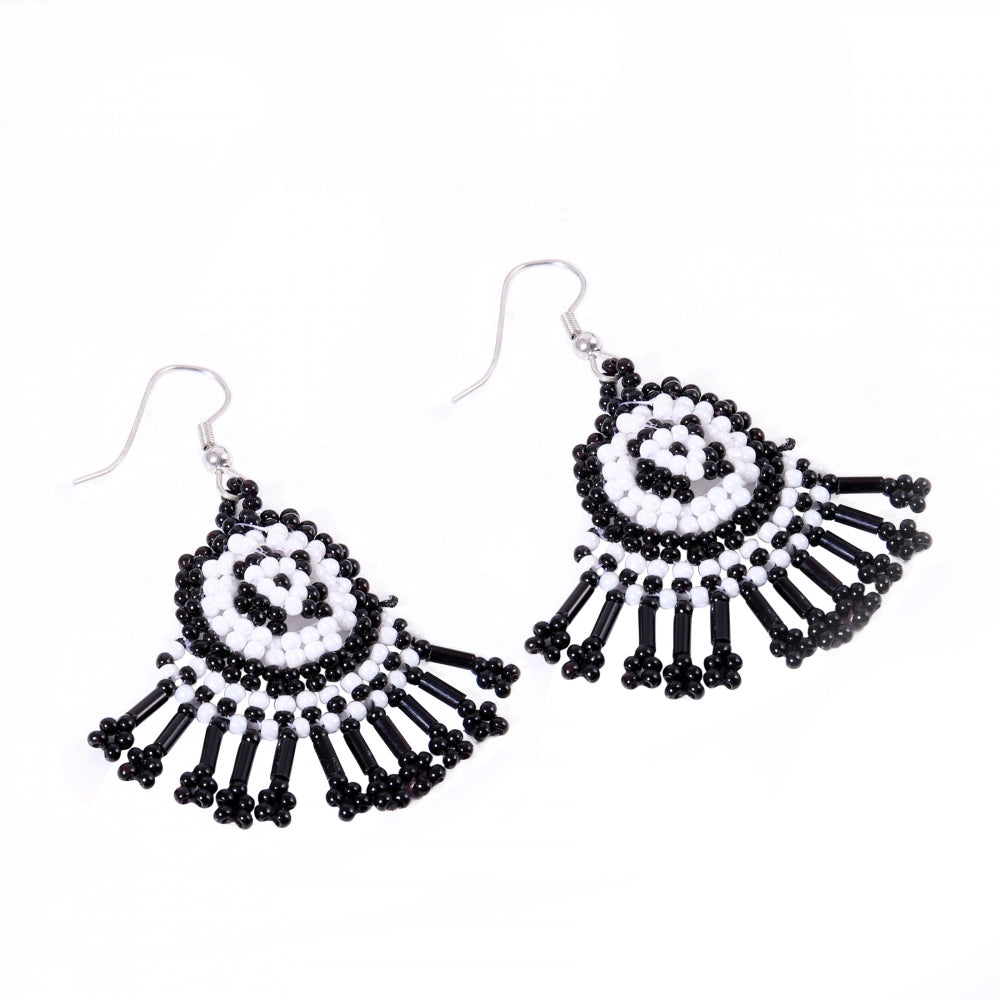 Fashion Women's Alloy, Thread Hook Dangler Hanging Earrings-Black