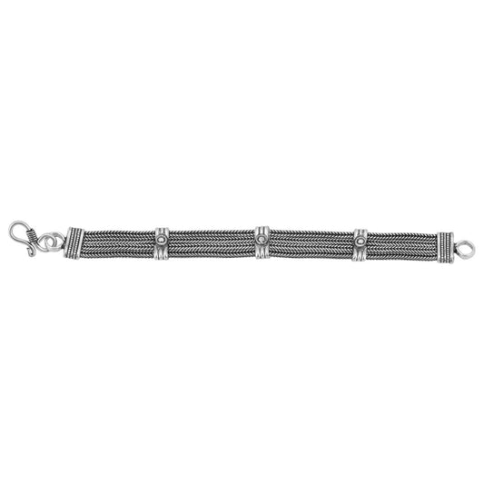 Fashion Women's Oxidised Black Silver Silver Bracelet-Silver