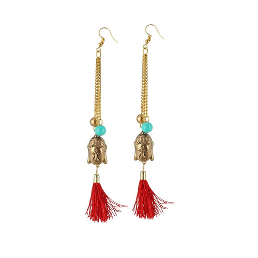 Fashion Women's Gold Plated Hook Dangler Hanging Tassel Fashion Earrings-Gold