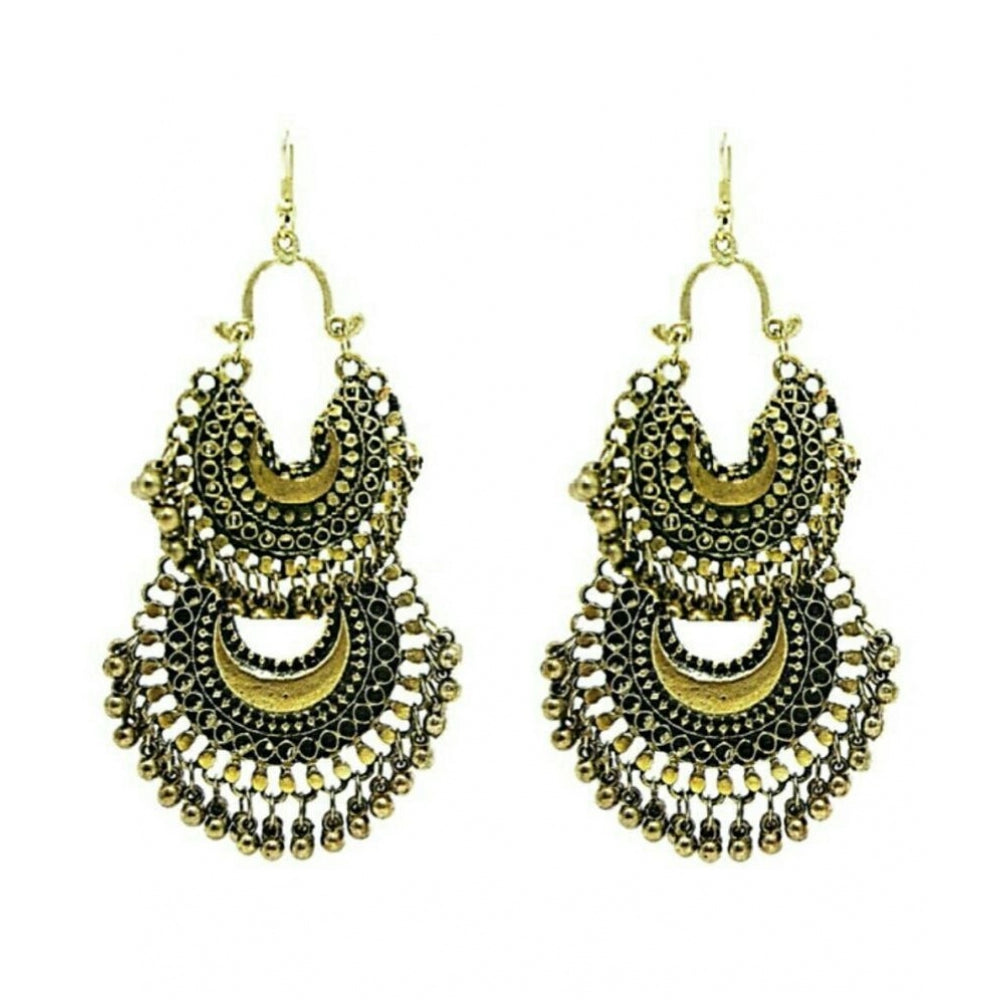 Fashion Women's Gold Plated Hook Dangler Hanging Earrings-Gold