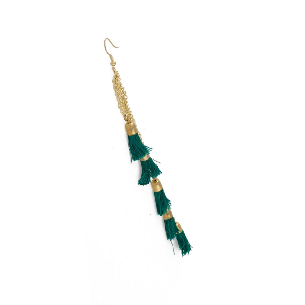 Fashion Women's Golden plated Hook Dangler Hanging Earrings-Green