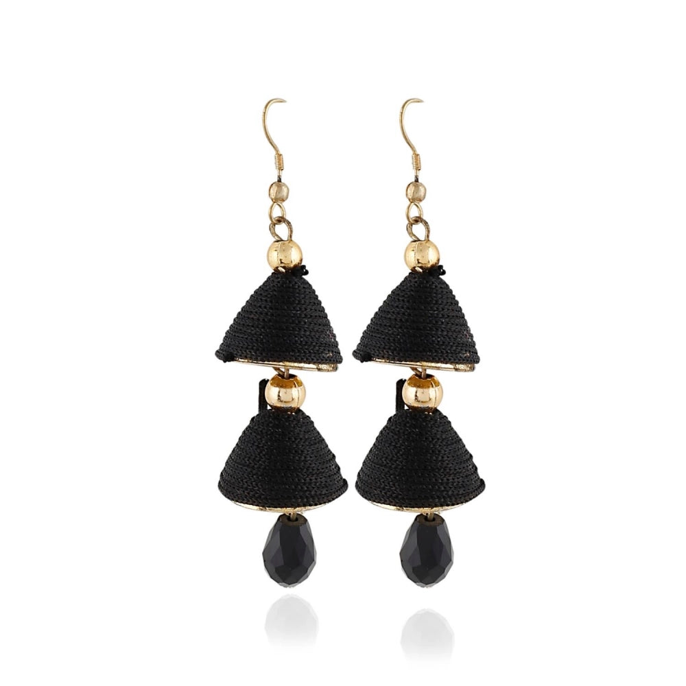 Fashion Women's Alloy, Beads Hook Dangler Hanging Earrings-Black