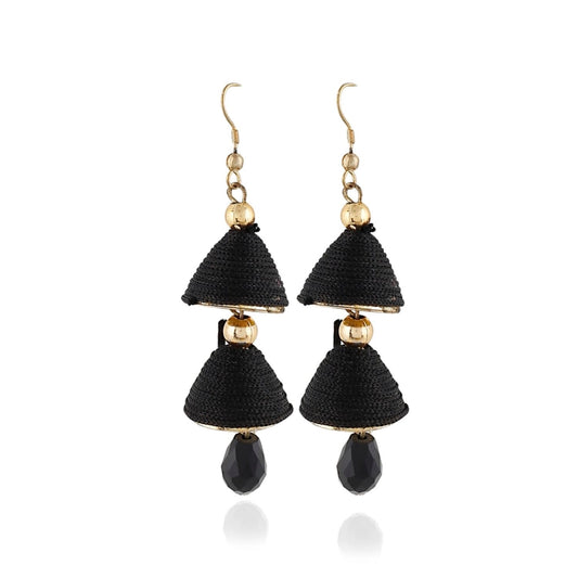 Fashion Women's Alloy, Beads Hook Dangler Hanging Earrings-Black