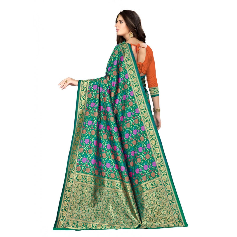 Amfyn Women's Banarasi silk Saree with Blouse (Multi, 5-6mtr)