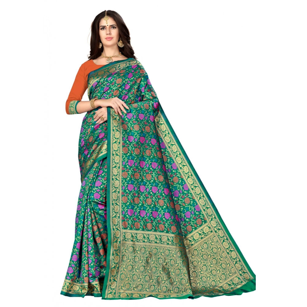 Amfyn Women's Banarasi silk Saree with Blouse (Multi, 5-6mtr)