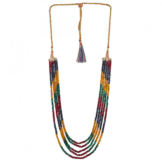 Five Layer Multicolur Crystal Beads Necklace With Earrings