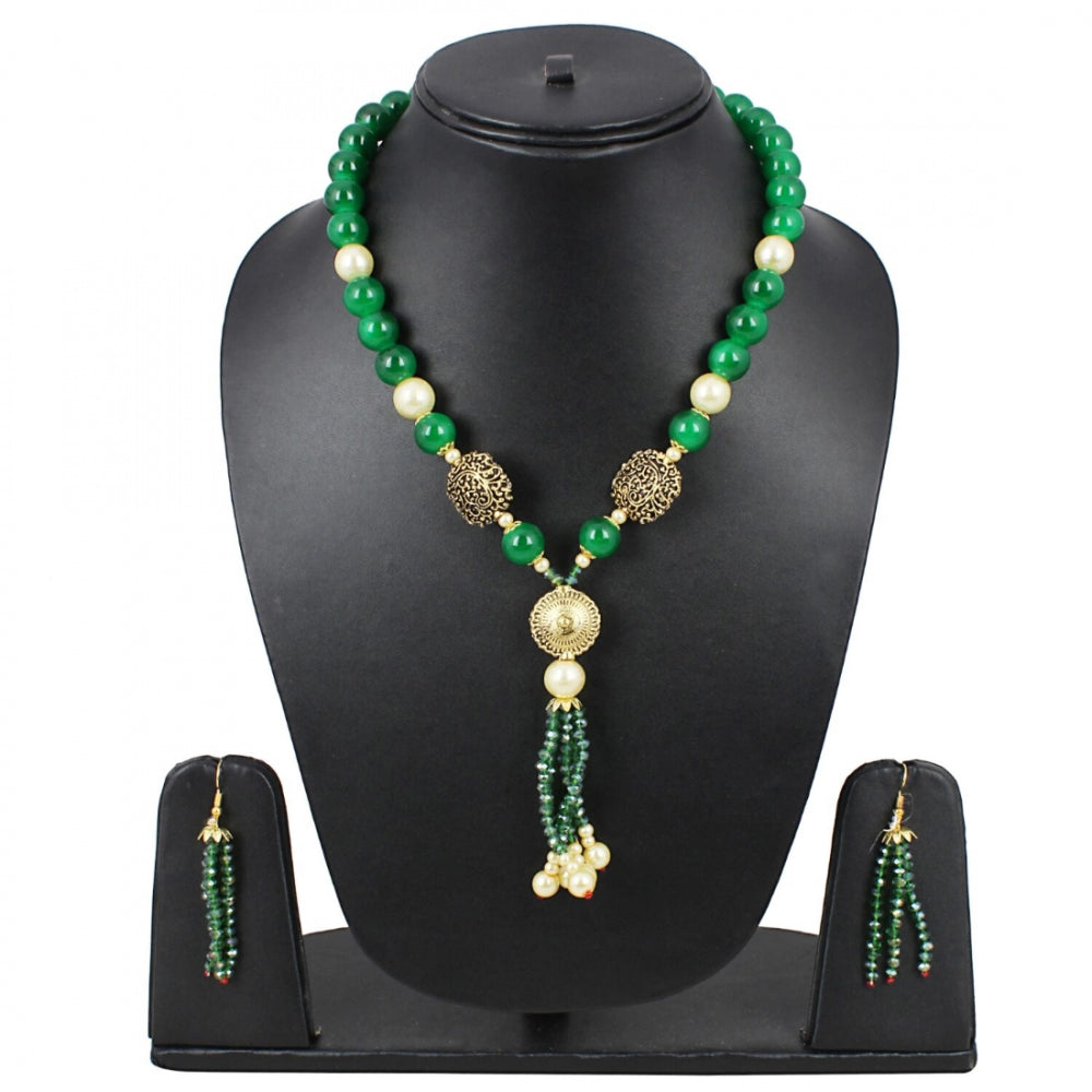 Designer Handmade Green Beads Traditional Necklace