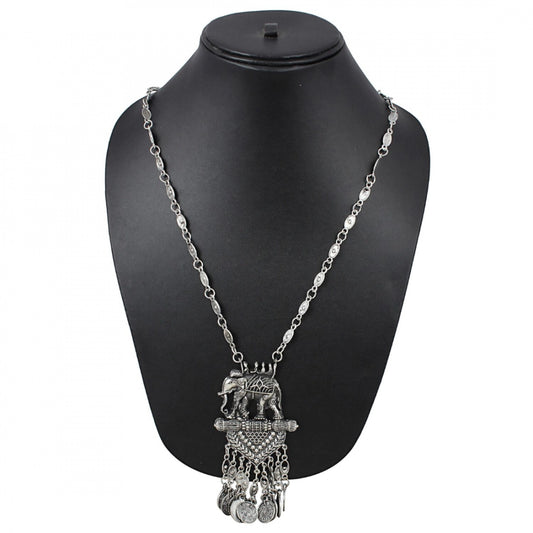 Stylish Elephant Shaped Bahubali Design Silver Necklace