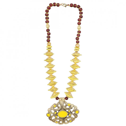 Designer Yellow and Golden Beads Necklace