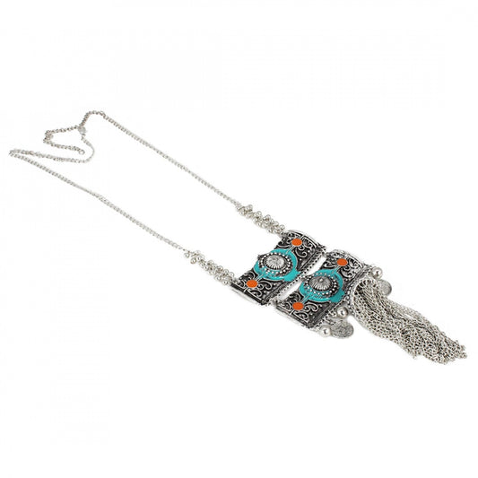 Afghani Designer Silver Turkish Style Oxidised German Chandbali Necklace Pendant Jewellery