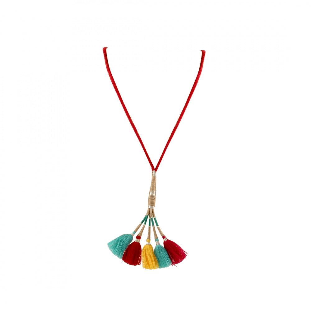 Stylish Multi Colour Thread Tassel Necklace