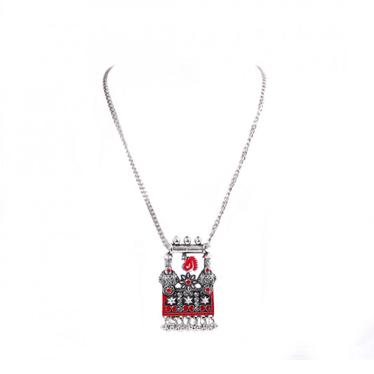 Stylish Gypsy Meena Work Oxidized Silver Necklace