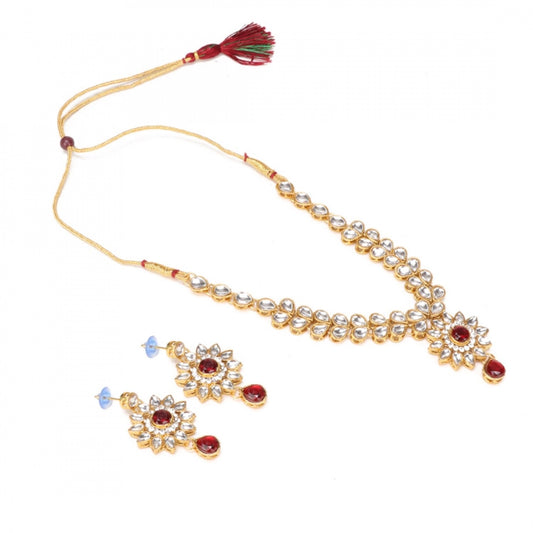 Traditional Designer Kundan Necklace Set with Earrings and Maang Tikka