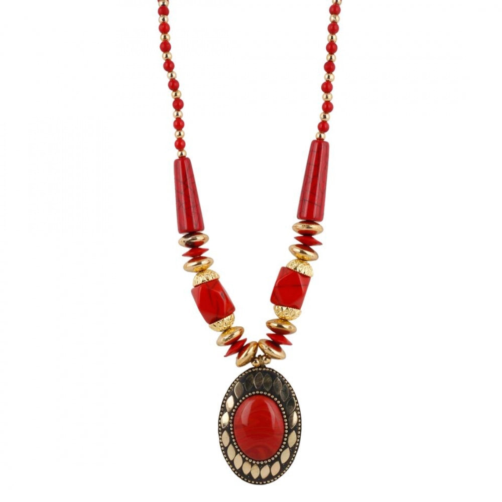 Tibetan Style Handmade Red Beads Necklace with Earrings Set