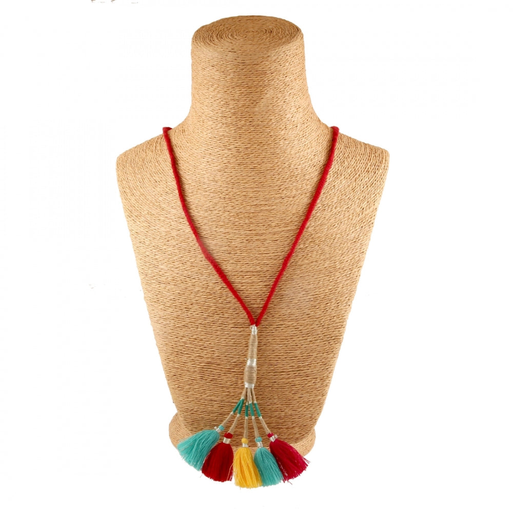 Stylish Multi Colour Thread Tassel Necklace