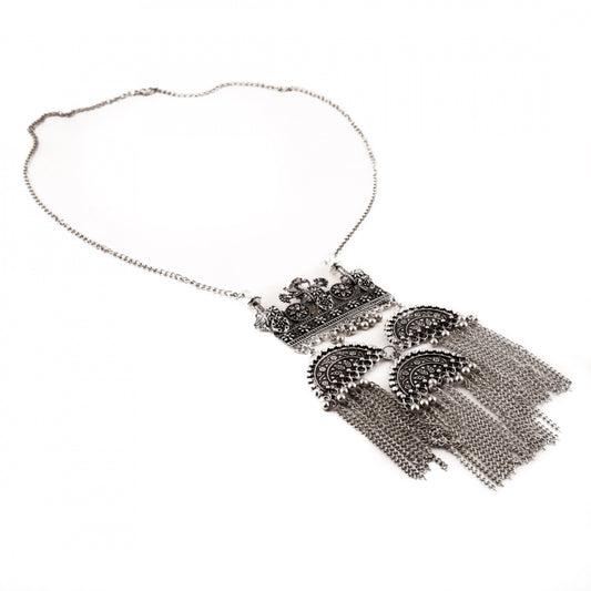 Afghani Tribal Antique Boho Oxidised Silver Necklace