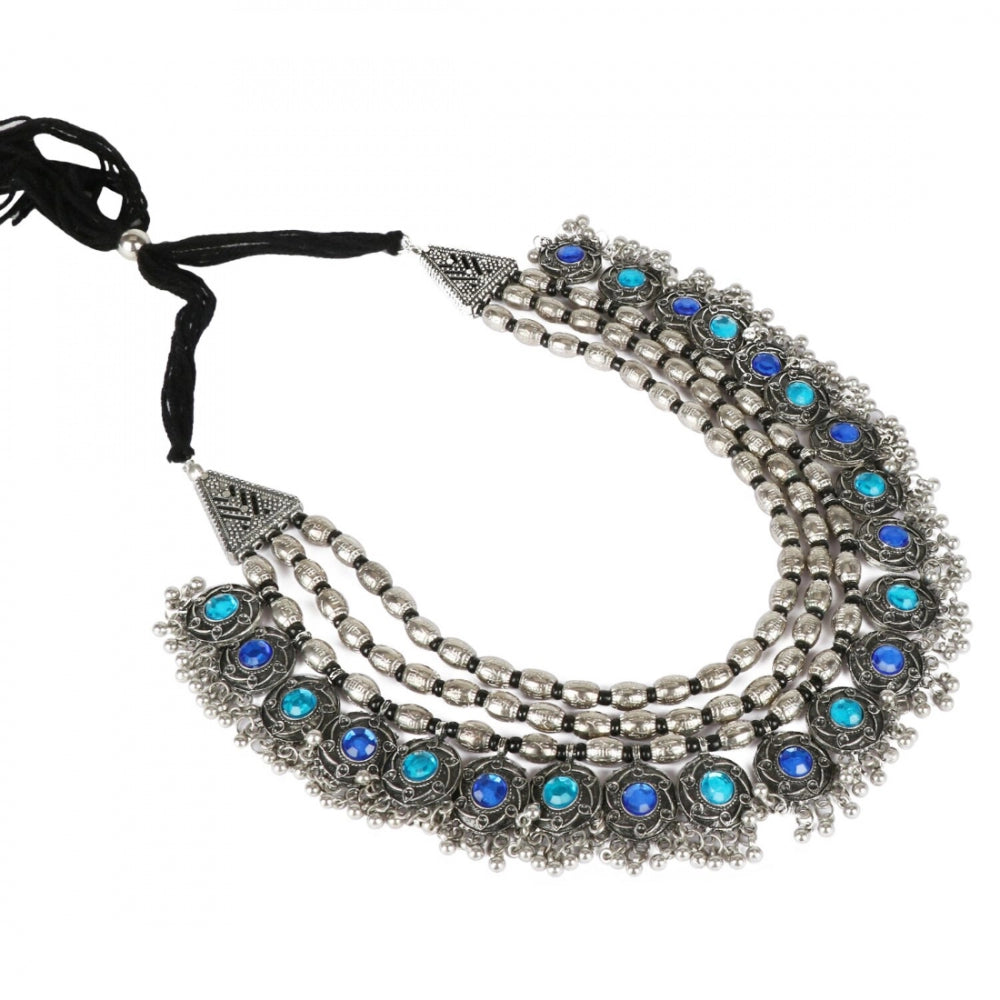 Afghani Designer Turkish Style Vintage Silver Oxidised Necklace