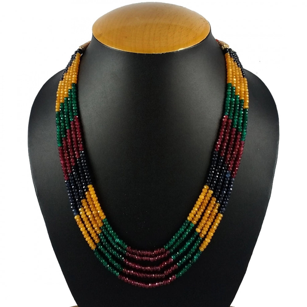 Five Layer Multicolur Crystal Beads Necklace With Earrings