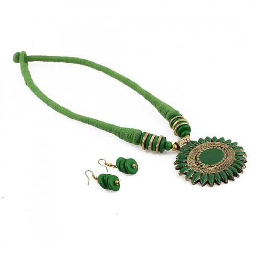 Green Color Designer Tibetan Style Fashion Necklace set