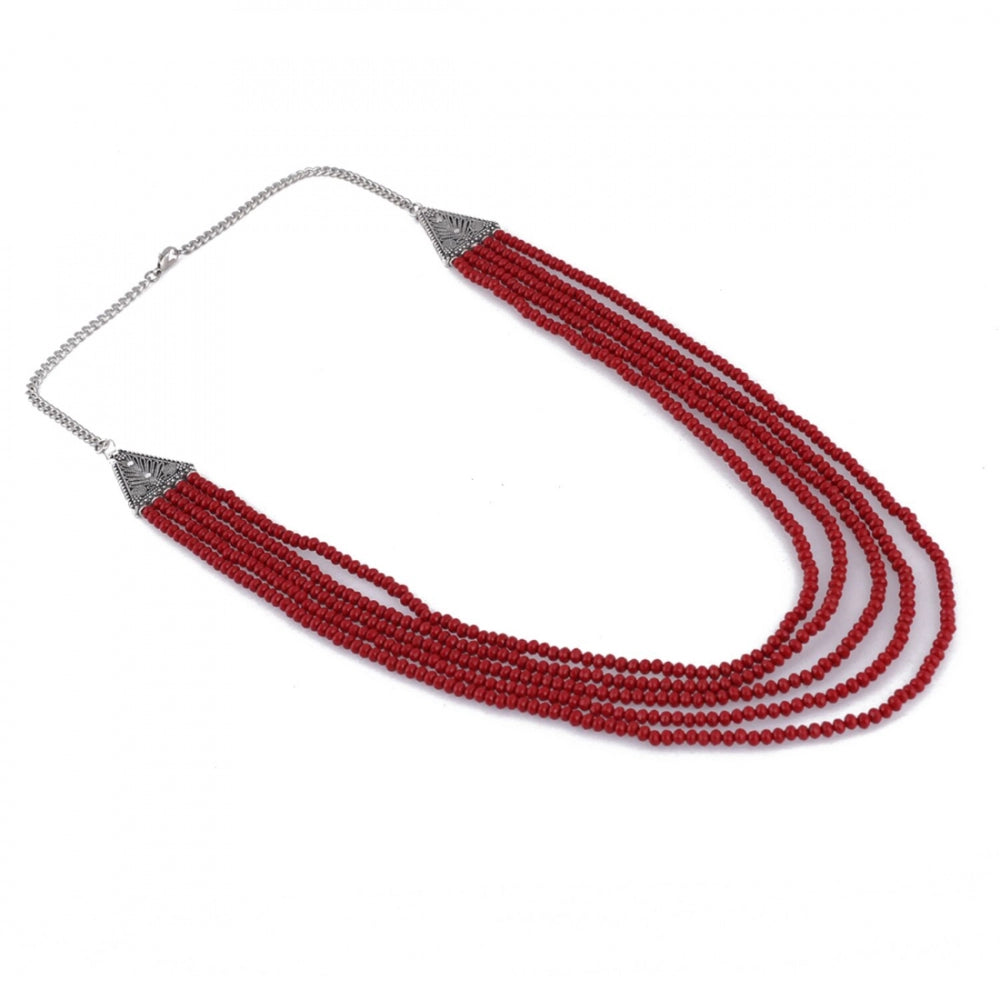 Five Layer Red Color Crystal Beads Necklace