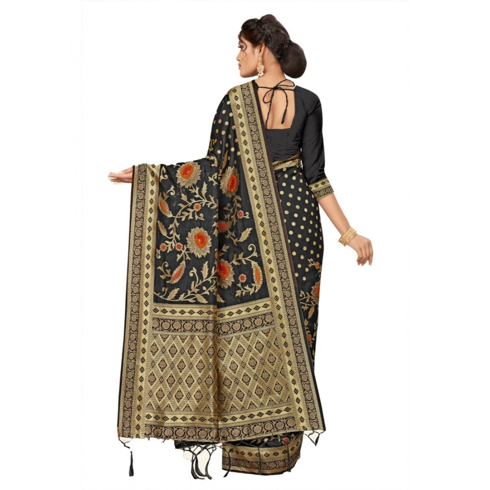 Amfyn Women's Banarasi Silk Saree (Black, 5-6mtrs)