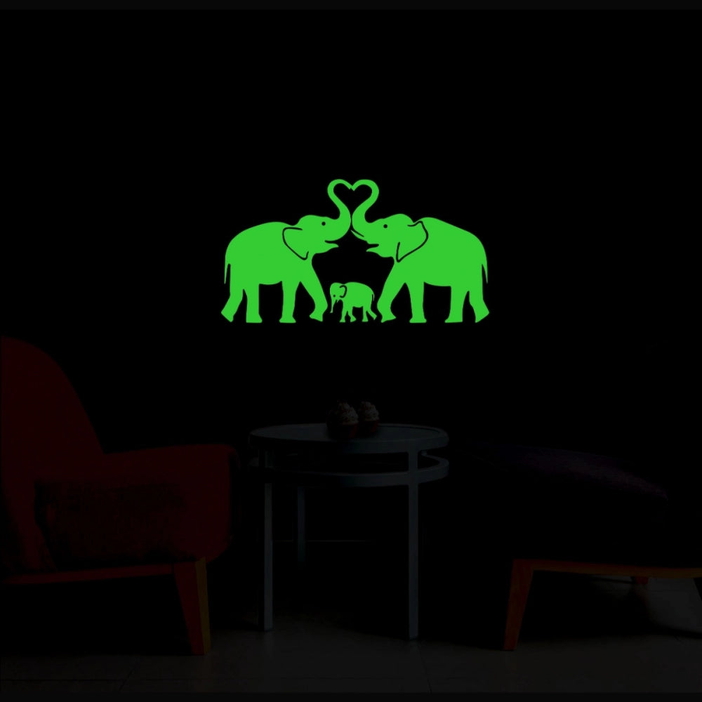 Amfyn Green Decorative Elephant Radium Wall Sticker