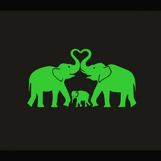 Amfyn Green Decorative Elephant Radium Wall Sticker