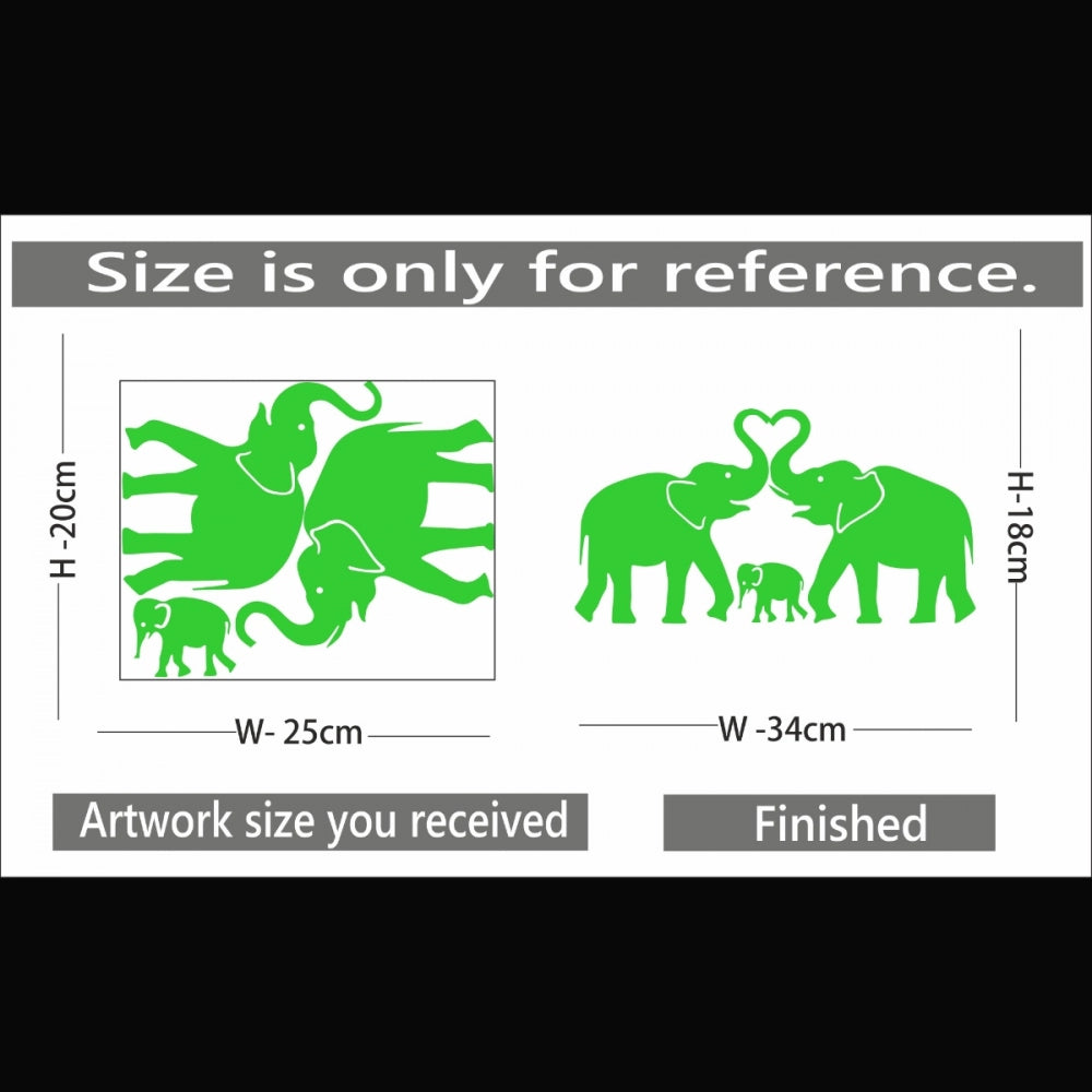 Amfyn Green Decorative Elephant Radium Wall Sticker