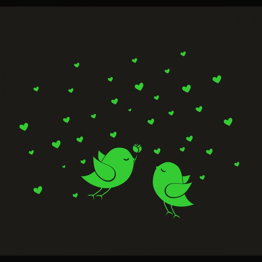 Amfyn Green Birds And Star Radium Wall Sticker