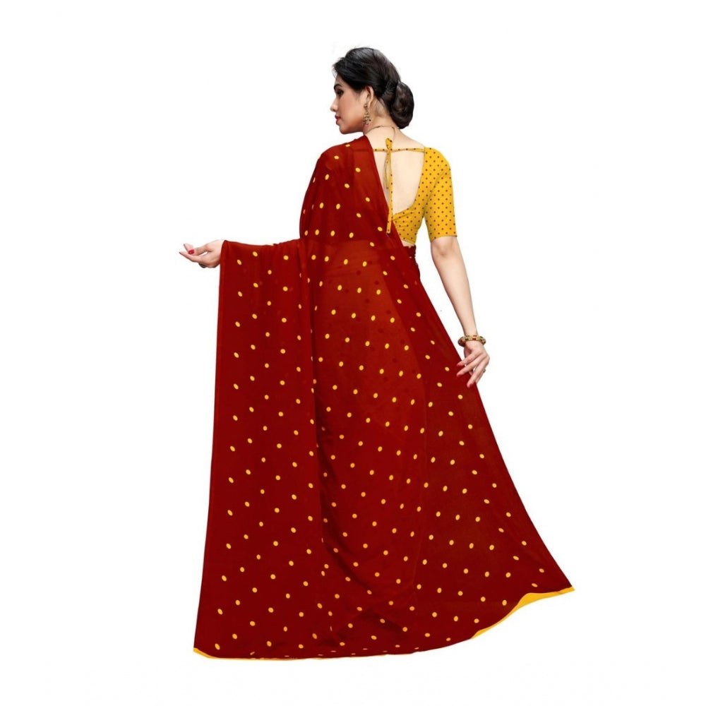 Amfyn Women's Georgette Saree(Red,5-6 Mtrs)