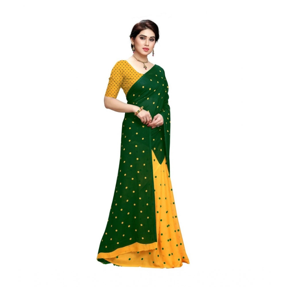 Amfyn Women's Georgette Saree(Green,5-6 Mtrs)