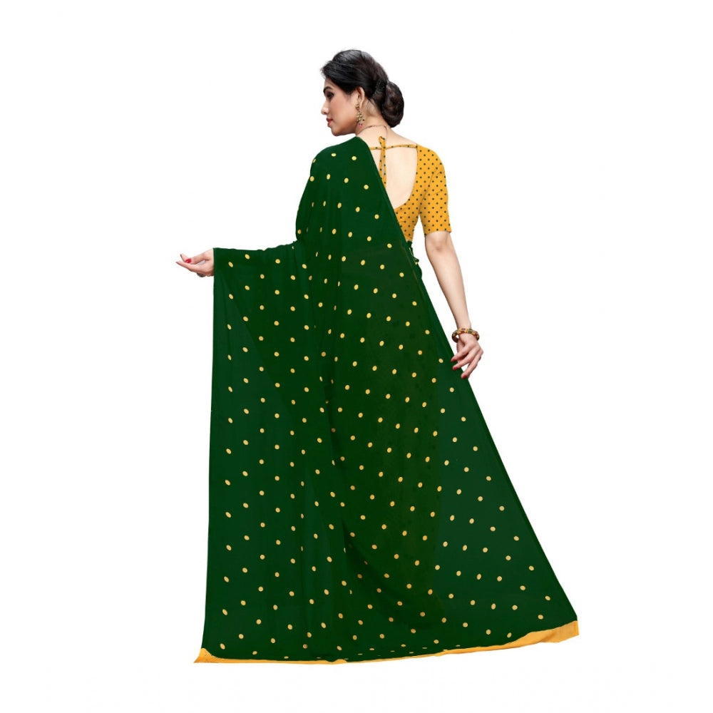 Amfyn Women's Georgette Saree(Green,5-6 Mtrs)