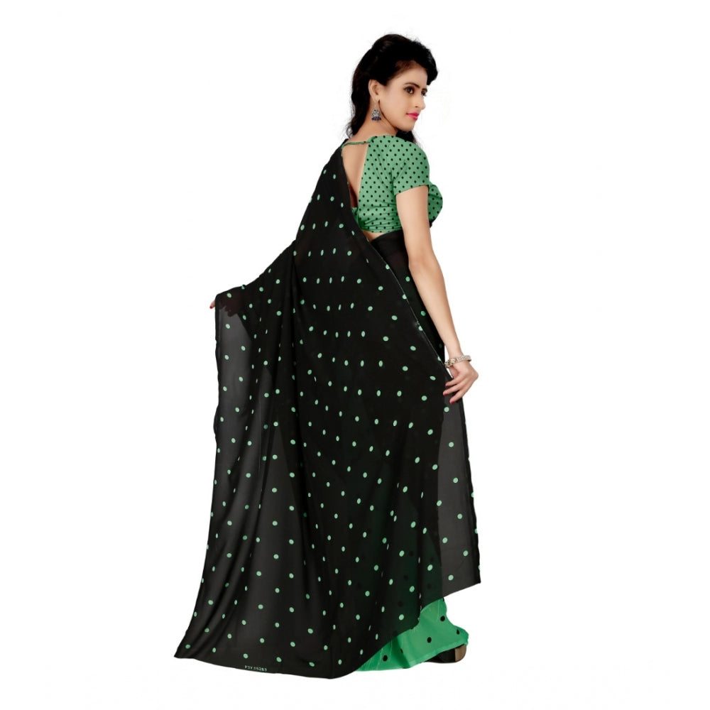 Amfyn Women's Georgette Saree(Green,5-6 Mtrs)