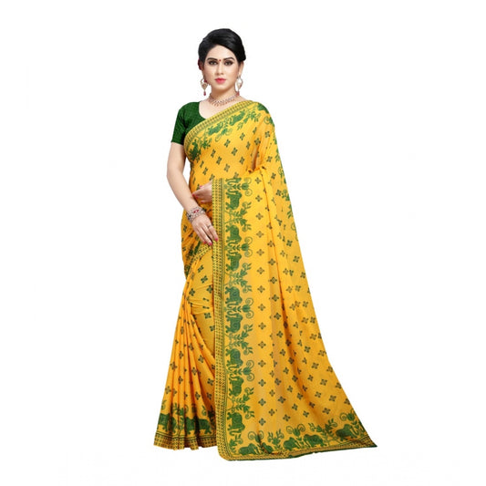 Amfyn Women's Georgette Saree(Green,5-6 Mtrs)