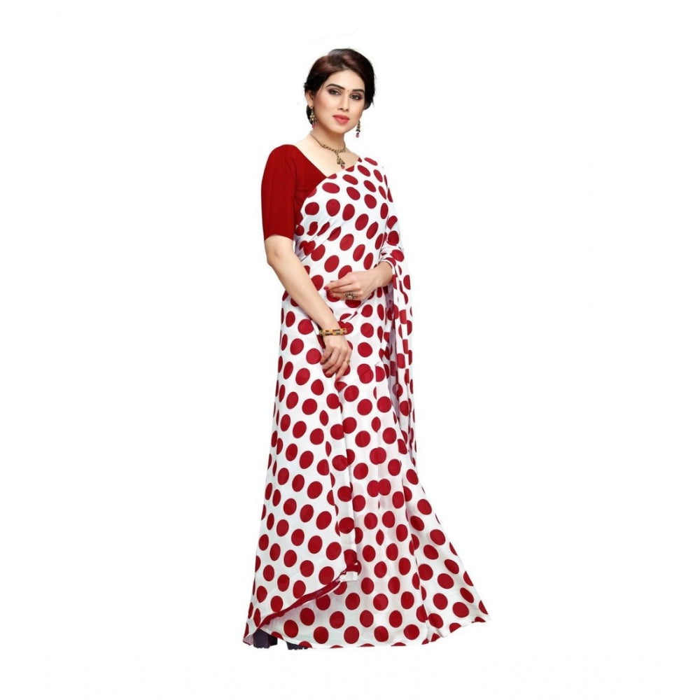 Amfyn Women's Georgette Saree(W.Red,5-6 Mtrs)