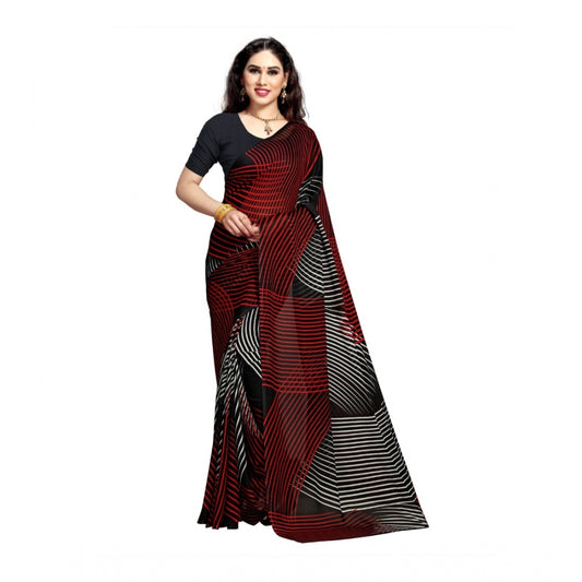 Amfyn Women's Georgette Saree(Black,5-6 Mtrs)