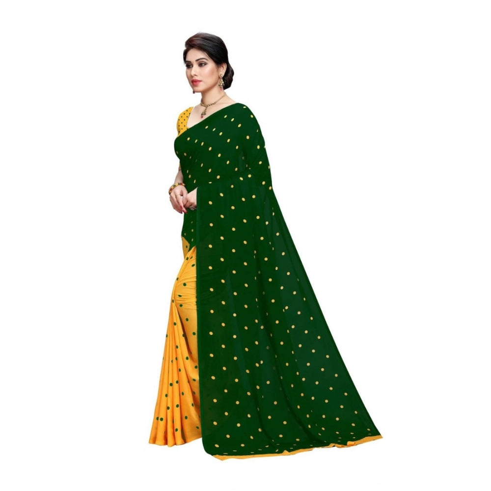 Amfyn Women's Georgette Saree(Green,5-6 Mtrs)