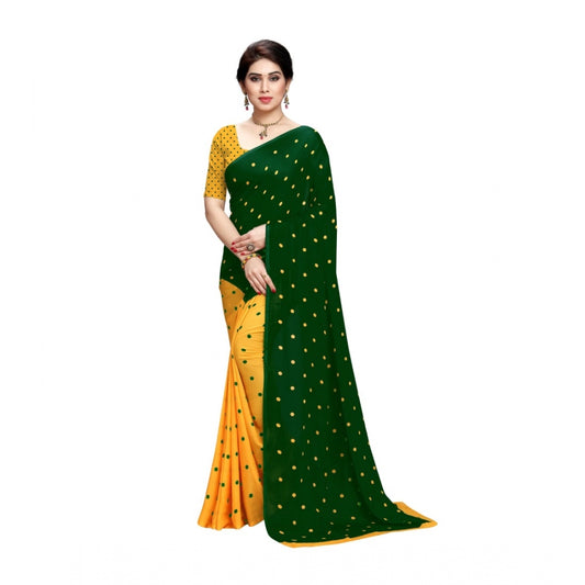 Amfyn Women's Georgette Saree(Green,5-6 Mtrs)