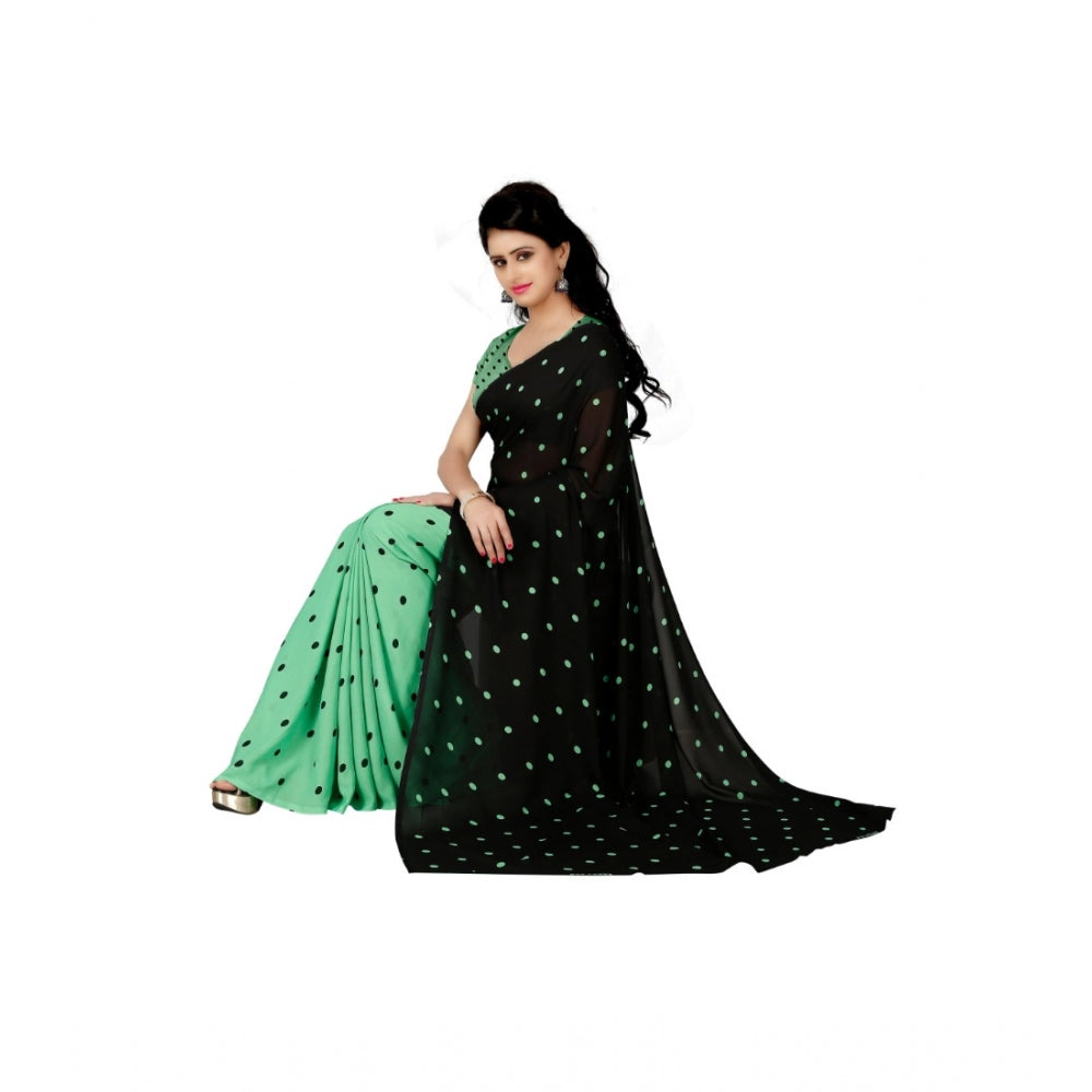 Amfyn Women's Georgette Saree(Green,5-6 Mtrs)