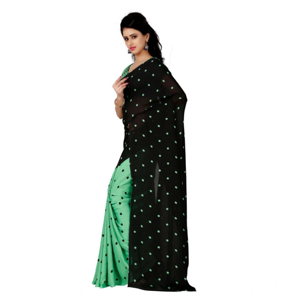 Amfyn Women's Georgette Saree(Green,5-6 Mtrs)