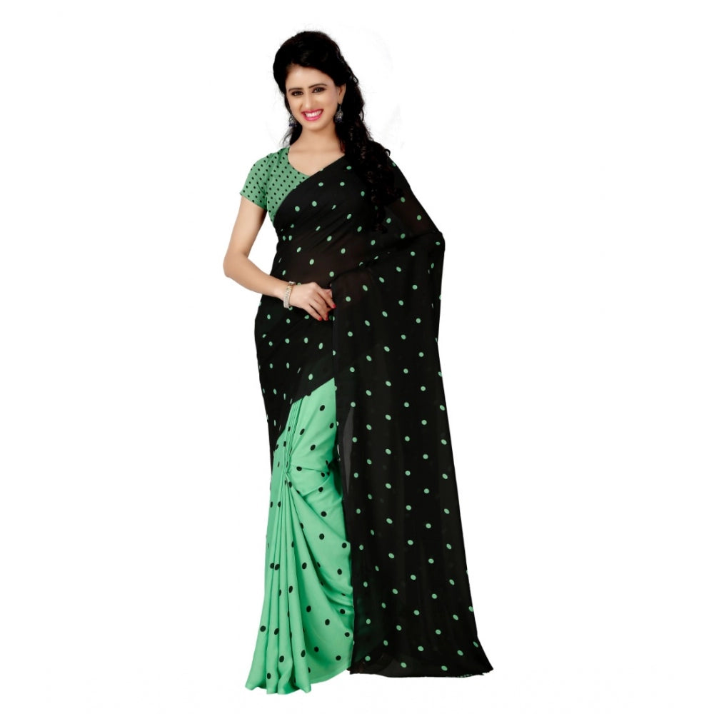 Amfyn Women's Georgette Saree(Green,5-6 Mtrs)