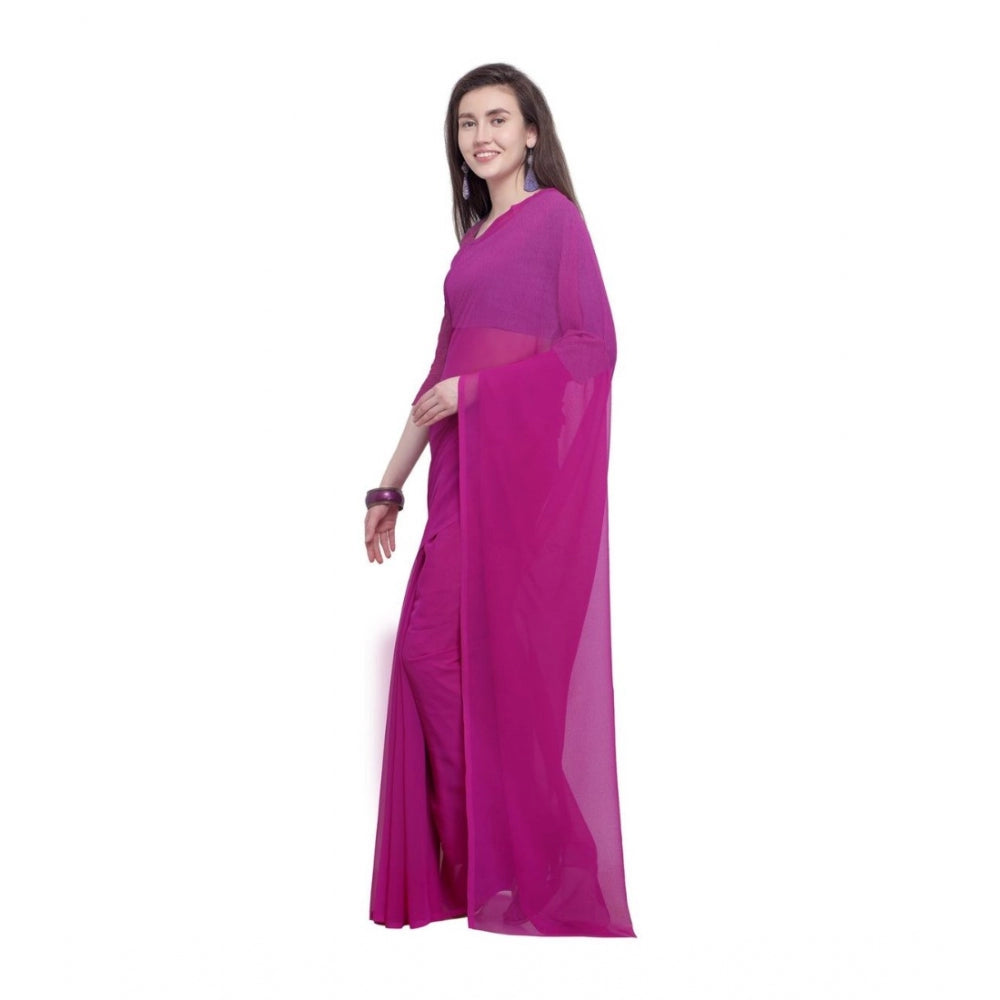 Amfyn Women's Dyed Saree(Pink,5-6 Mtrs)