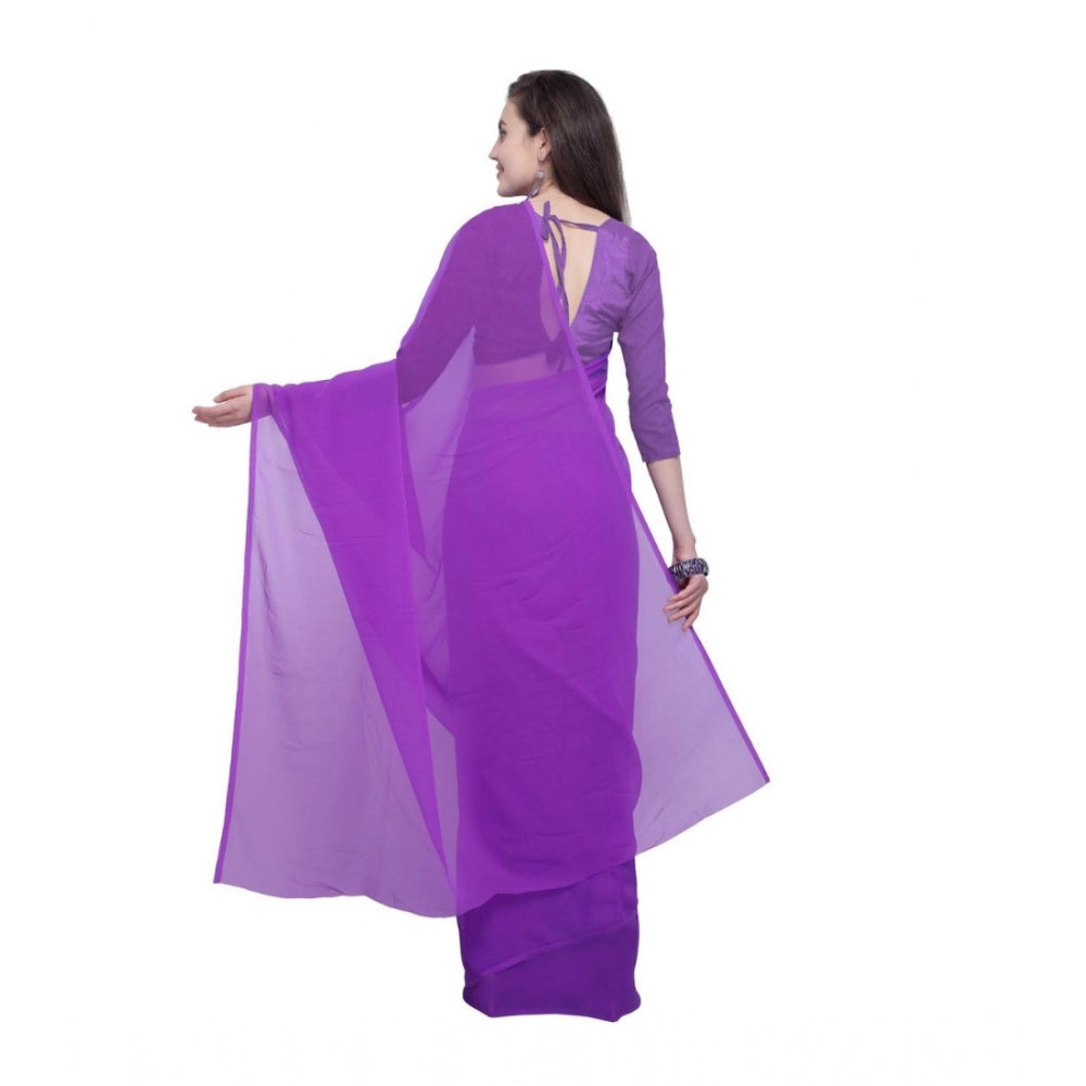 Amfyn Women's Dyed Saree(Purple,5-6 Mtrs)