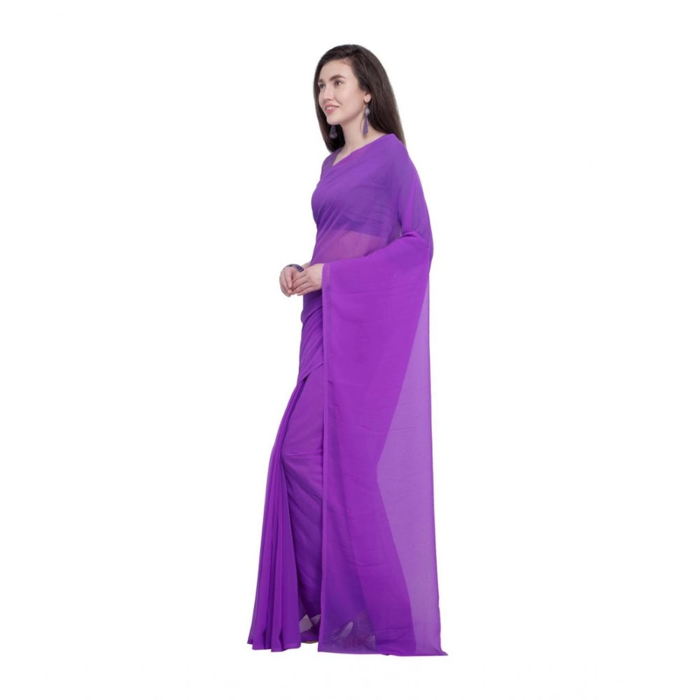 Amfyn Women's Dyed Saree(Purple,5-6 Mtrs)